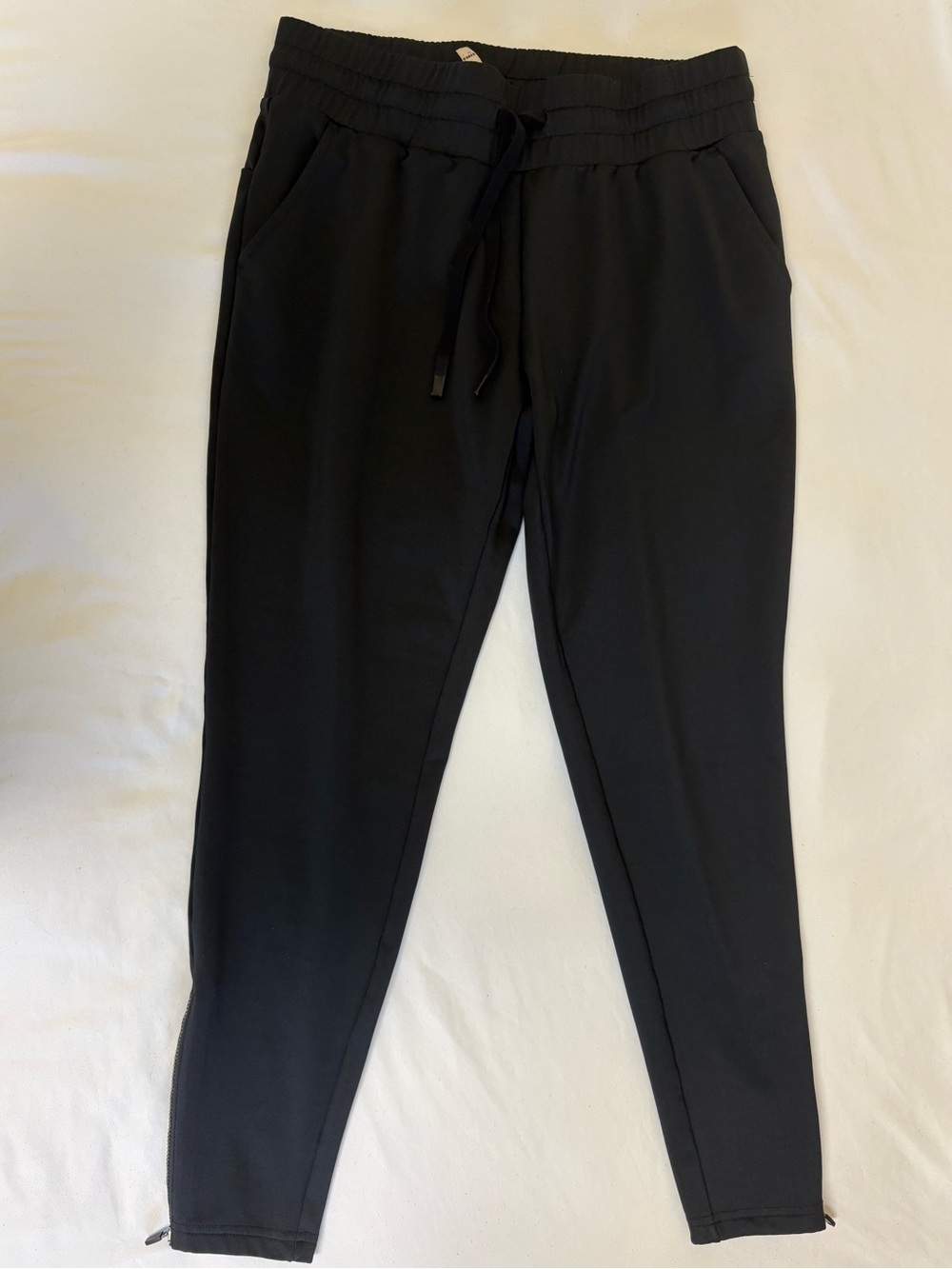Diadora Black Athletic Joggers Track Pants Size Small S Zip Ankle